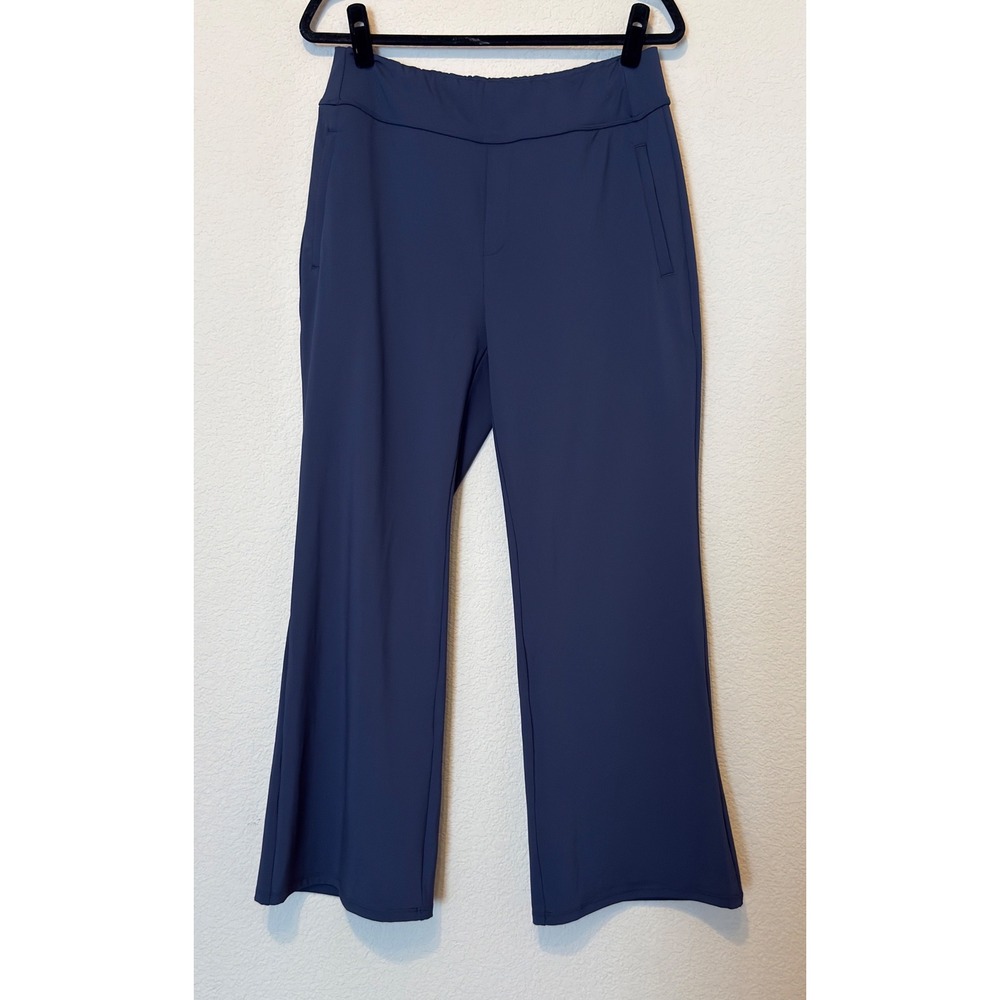 Halara Trouser Pants Navy Blue High Waisted Wide leg Sz L Petite Athleisure NWT